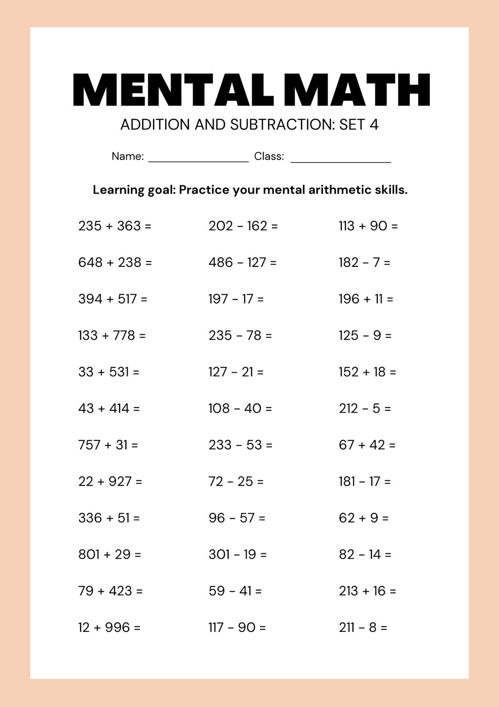 MENTAL MATHS FOR KIDS